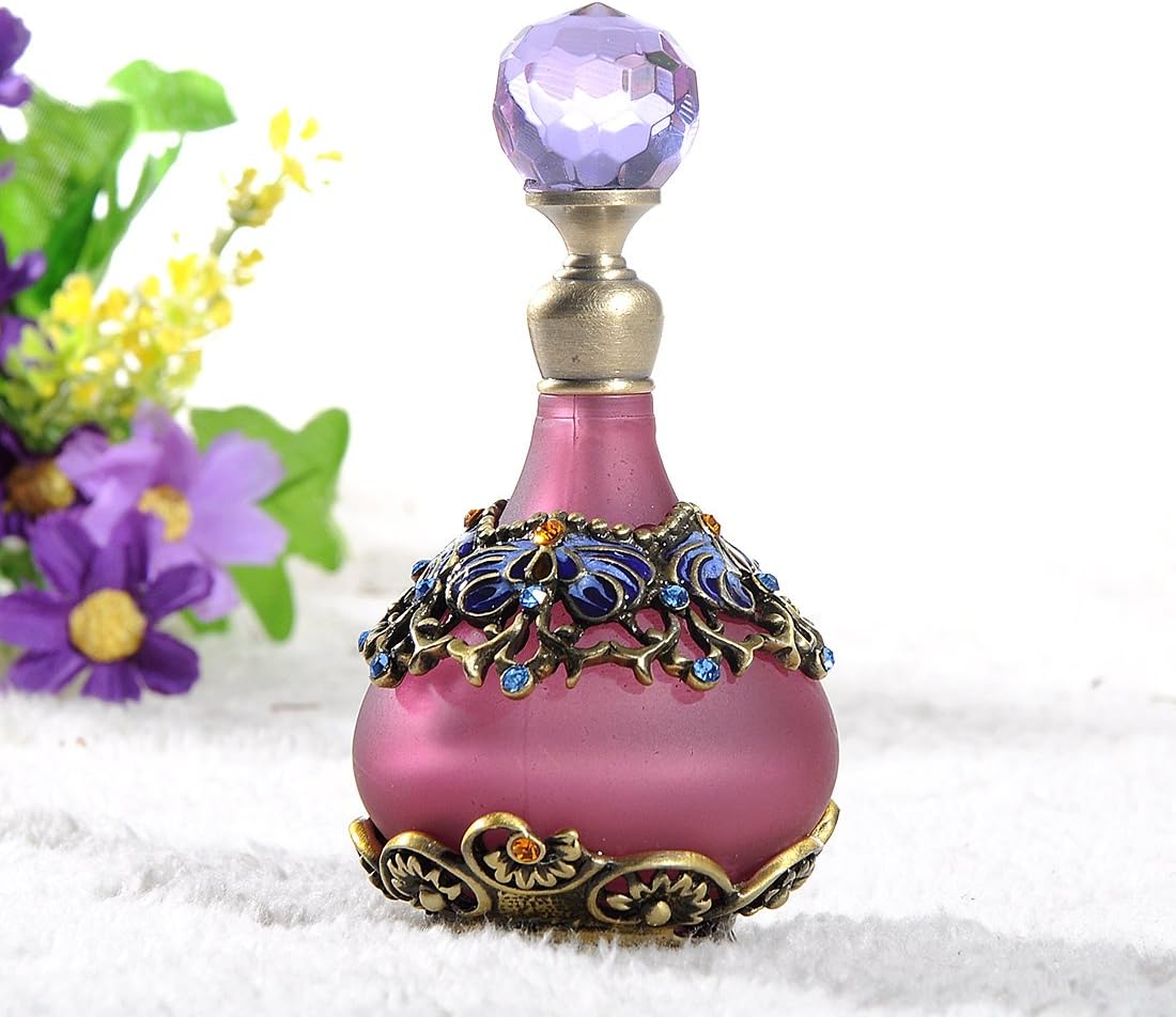 YUFENG 25ml Purple Vintage Refillable Crystal Decor Perfume Bottle (purple) : Home & Kitchen