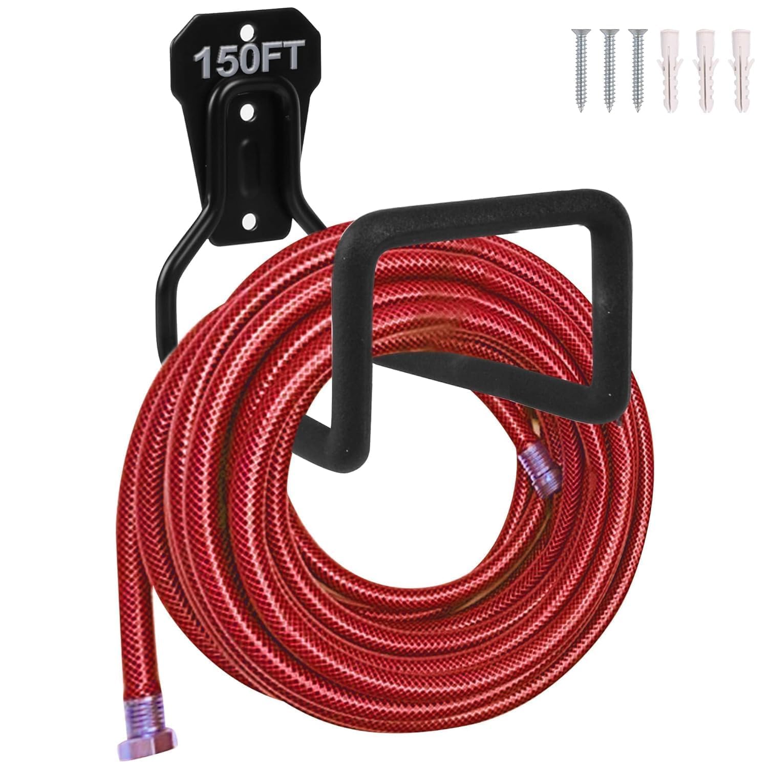 STARFLYER Garden Hose Hanger, Heavy Duty Wall Mounted Watering Holders, Portable Irrigation Pipe Holder Hook Mount - Metal Water Reel Holds Up to 150Ft- Durable Hooks for Garage Outside 1Pcs Hangers.-image-35