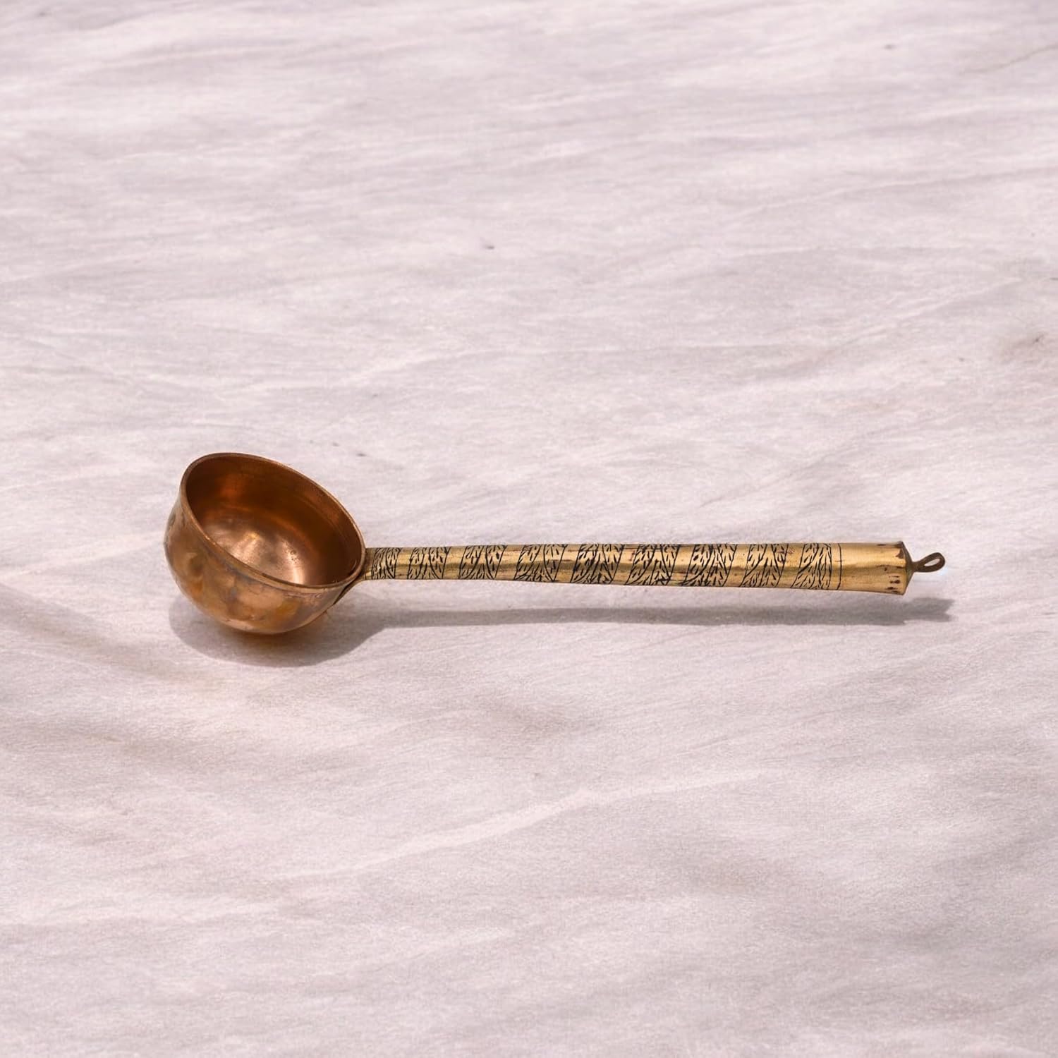 Kashmiri Copper Serving Spoon, Handcrafted with Decorative Brass Handle, 7.48 Inches Long