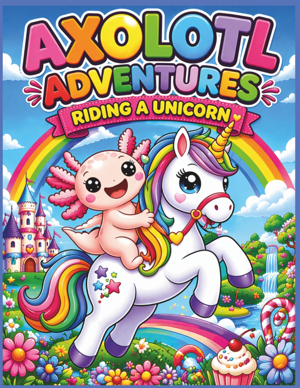 Axolotl Adventures: Riding a Unicorn: Bold & Easy Magical Coloring Fun for Kids Ages 3–8 | Cute Axolotls, Unicorn Rides, Fantasy Worlds, and ... 8.5 x 11 (Axolotl Adventures Coloring Books)