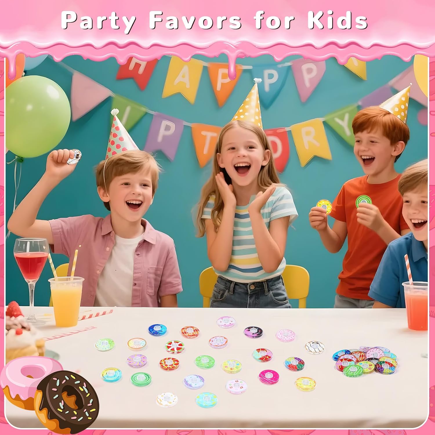SCIONE 24Pack Mini Fidget Spinner Toys,for Kids Adults Birthday Party Favors,Return Gifts,Goodie Bags Stuffers,Treasure Box Toy Classroom Prizes,Sensory Toys for Boys Girls Stress Relief (Donut)