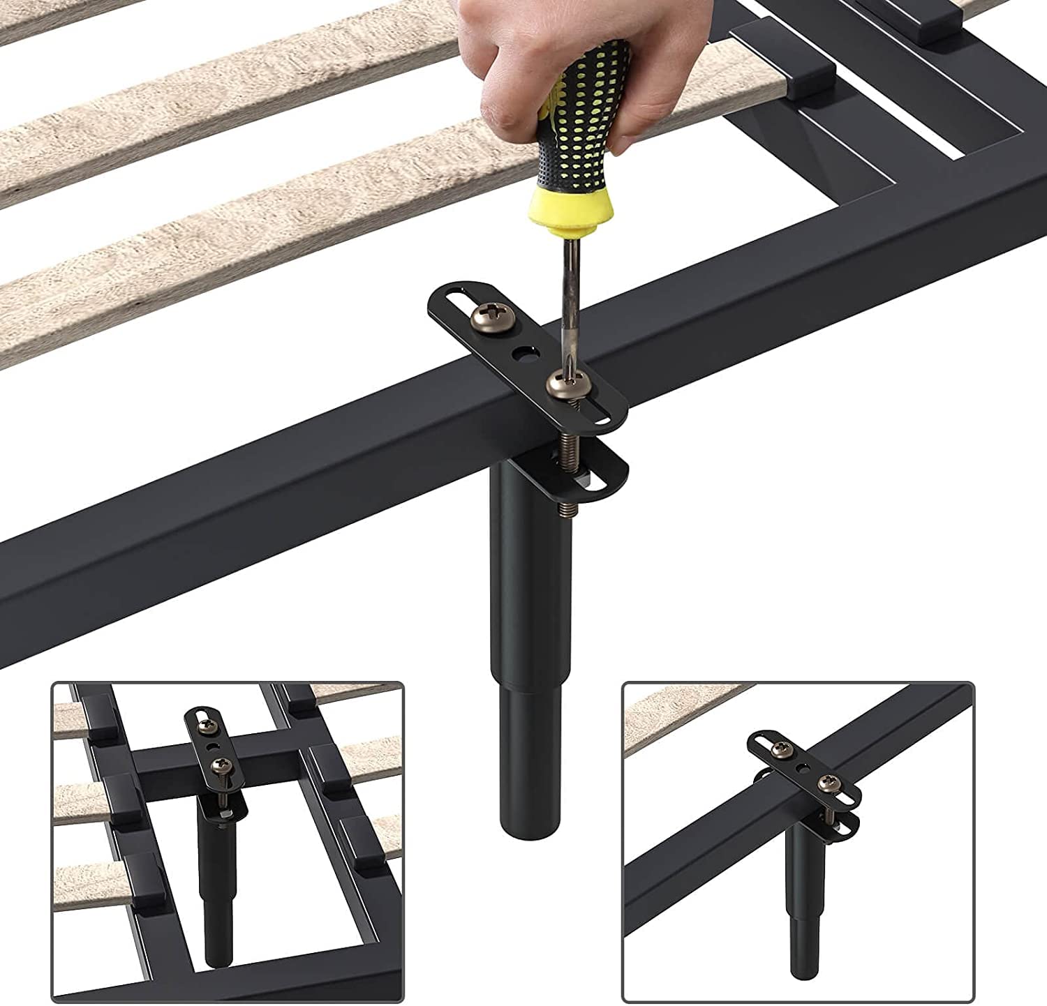MEETOZ 2PCS Adjustable Height Metal Center Support Leg,Sofa Bed Furniture Cabinet Foot Legs,Extra Durable Steel Furniture Foot Suitable for Bed Frame Sofa Furniture Cabine Foot Legs (5.1"-9.6") - Image 3