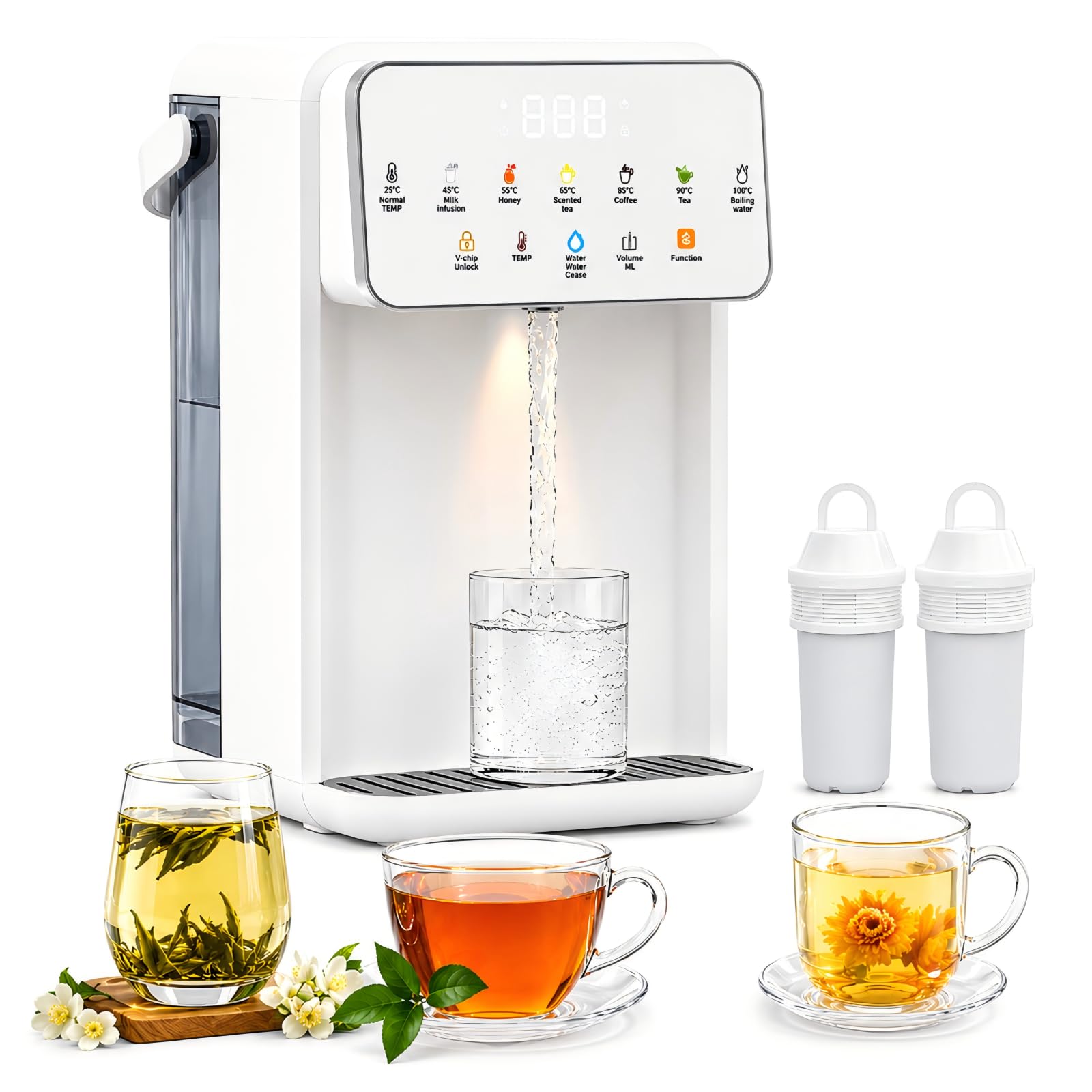 3,5 L Heißwasserspender mit Ultrafiltration, 3s Sofort Heißes Wasser, 7 Temperaturstufen, 8 Wassermengen, Kindersicherung & Trockengehschutz, für Tee, Babynahrung & Büro