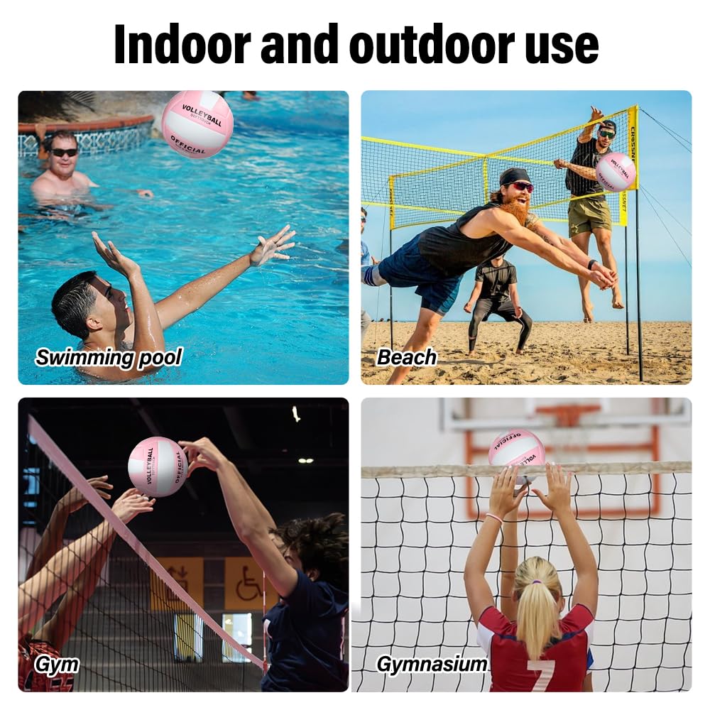 Ballon de Volley, Ballon Beach Volley Taille 5, Résistant à L’éclatement, pour Entraînement et Compétition en Salle, Idéal pour Les Piscines, Les Gymnases et Les Salles de Sport
