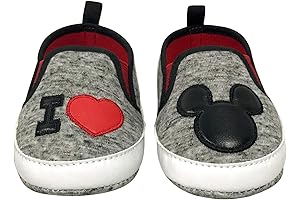Disney Baby Boys' Minnie Mouse Red and Black Crib Bootie Slippers