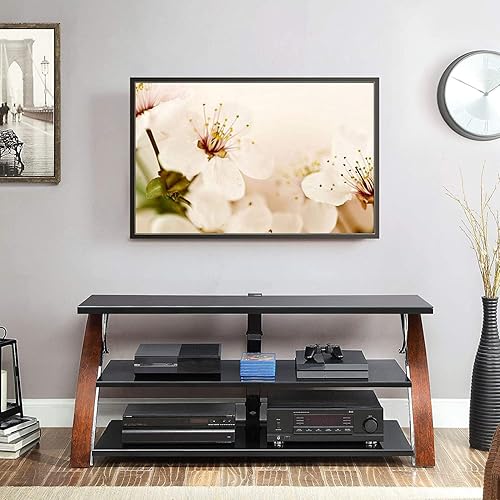 Miniatura 2 de OLSIZ Soporte de TV de pantalla Plana 3 en 1 para televisores de hasta 65 pulgadas marrón cereza