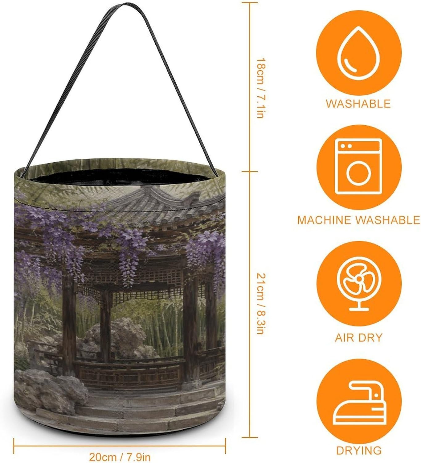 Pavilion Flowers Halloween Trick Or Treat Bucket Candy Tote Hand‑held Pouch for Cosplay Theme Party Gift Storage image 2