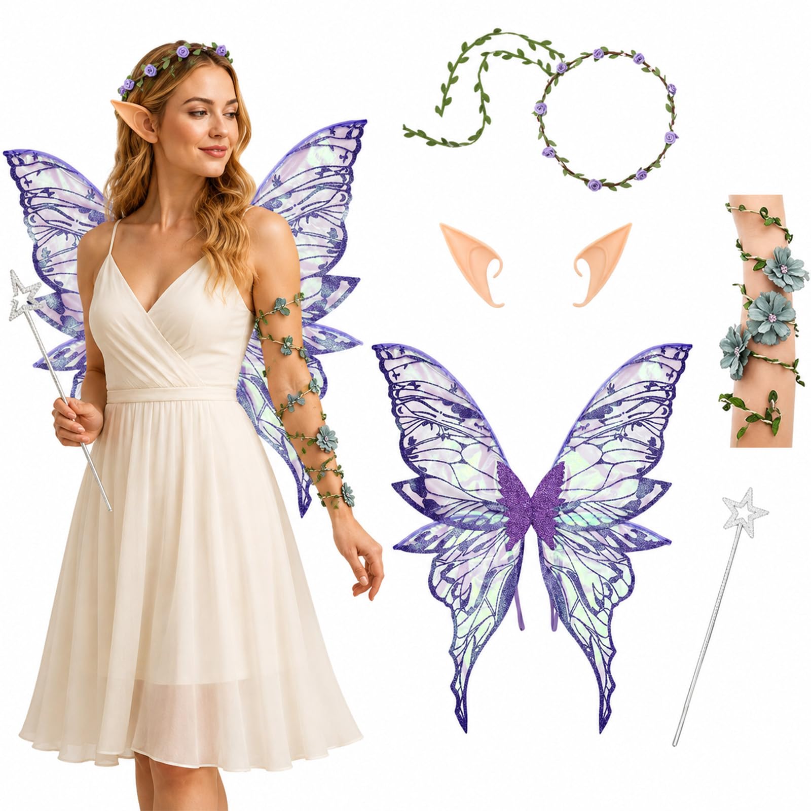 Fairy Wings, Butterfly Wings Adults, 5 Pcs Angel Costume Accessories