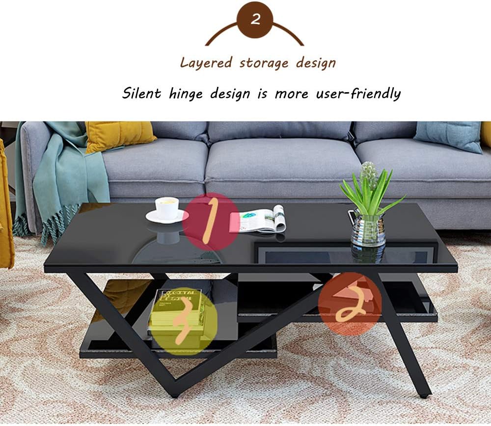 Side Table/End Table,3 Layers Sofa Table Nordic Snack Table Modern Coffee Table with Tempered Glass Tabletop and Metal Frame for Living Room Office Reception