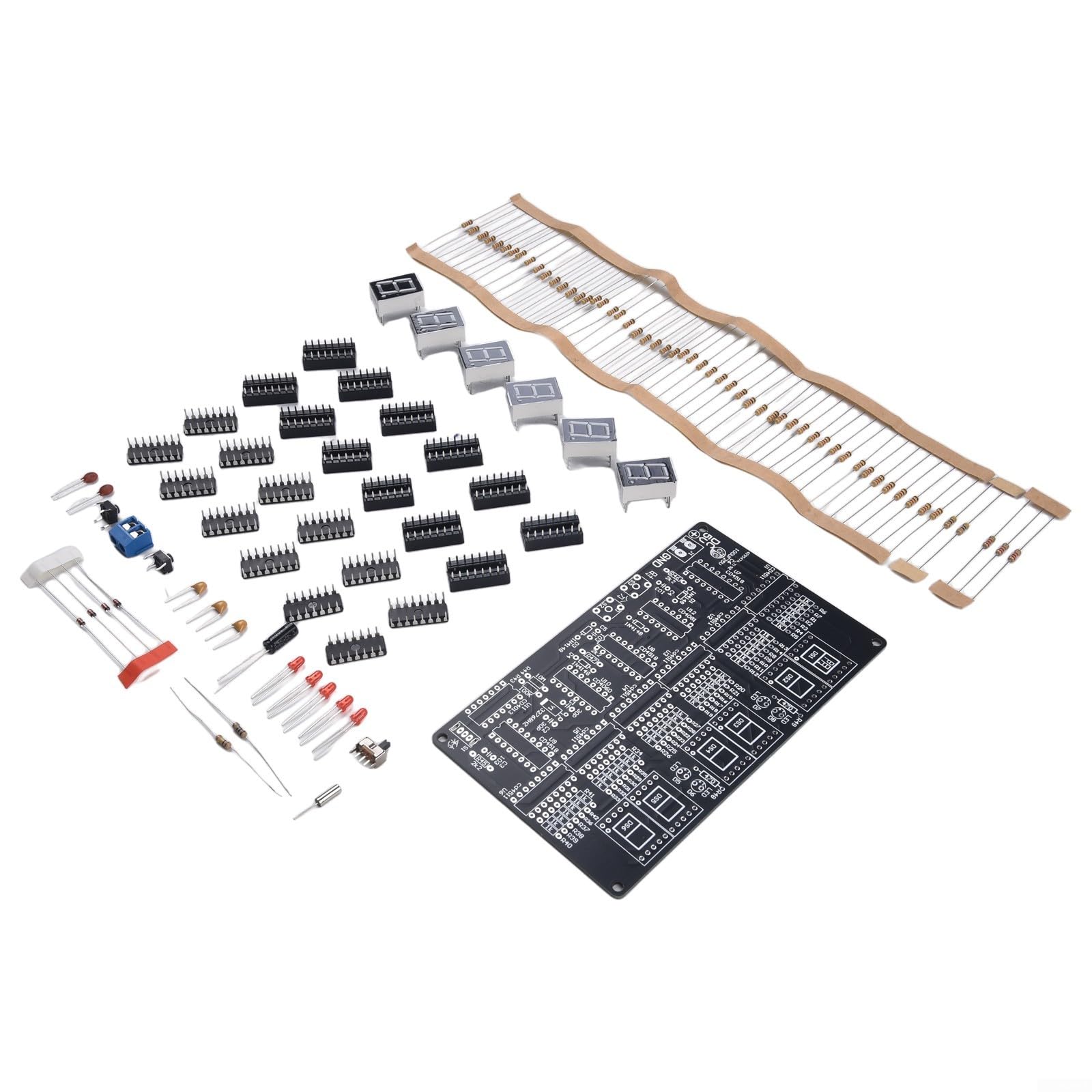 6-Bit Digital Circuit Clock Kit for Teaching & Training - DIY Soldering Electronics Kit with PCB Board, DC 4.5-5.5V Supply, Educational STEM Learning Tool(Parts)