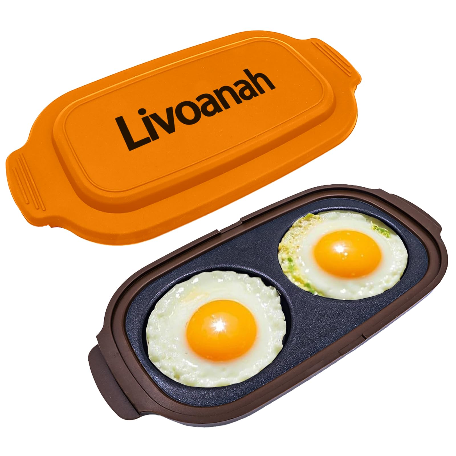 Microwave Egg Cooker for 2 Eggs - Microwave Egg Poacher &amp; Fryer for Breakfast Sandwiches, Quick Breakfast Maker, Nonstick, Dishwasher Safe, BPA-Free, Portable for Home, Travel &amp; RV (Orange)