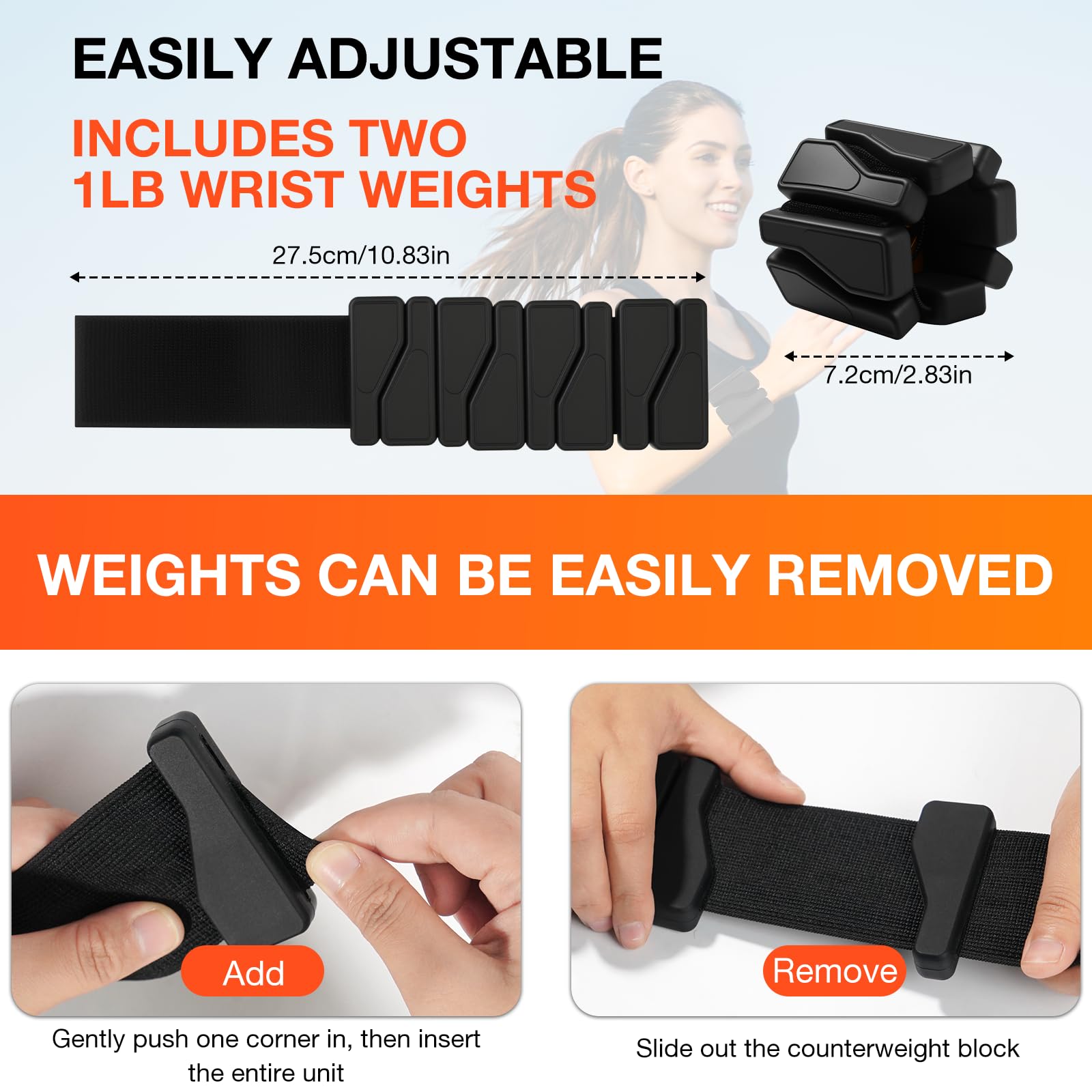 Cozary 2 Pezzi Polsiere e Cavigliere Regolabili (0.45kg Ciascuno), Set Manubri Rimovibili, pesi Regolabili in Silicone, per Esercizio, Camminare, Jogging, Yoga, Aerobica, Pilates, Nero