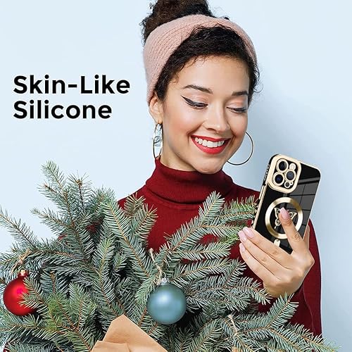 Miniatura 5 de Fiyart Funda magnética de mariposa para iPhone 12 Pro Max con MagSafe, protector de lente de cámara, pantalla de 6.7 pulgadas, color negro