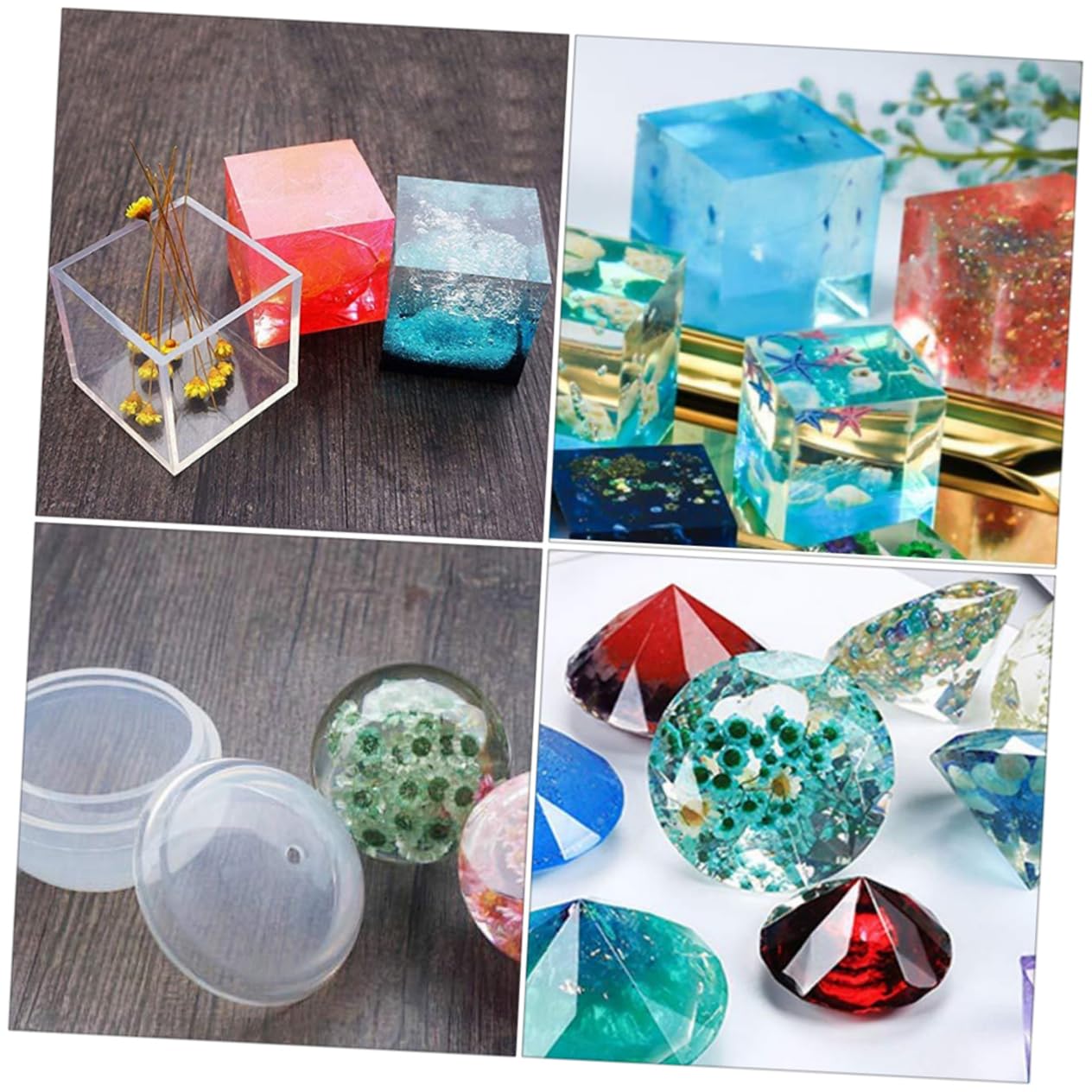 Stampi in Silicone per Resina, Set da 18 Pezzi, Forme Diverse, Facili da Sformare e Lavare, per Creazioni Fai da Te