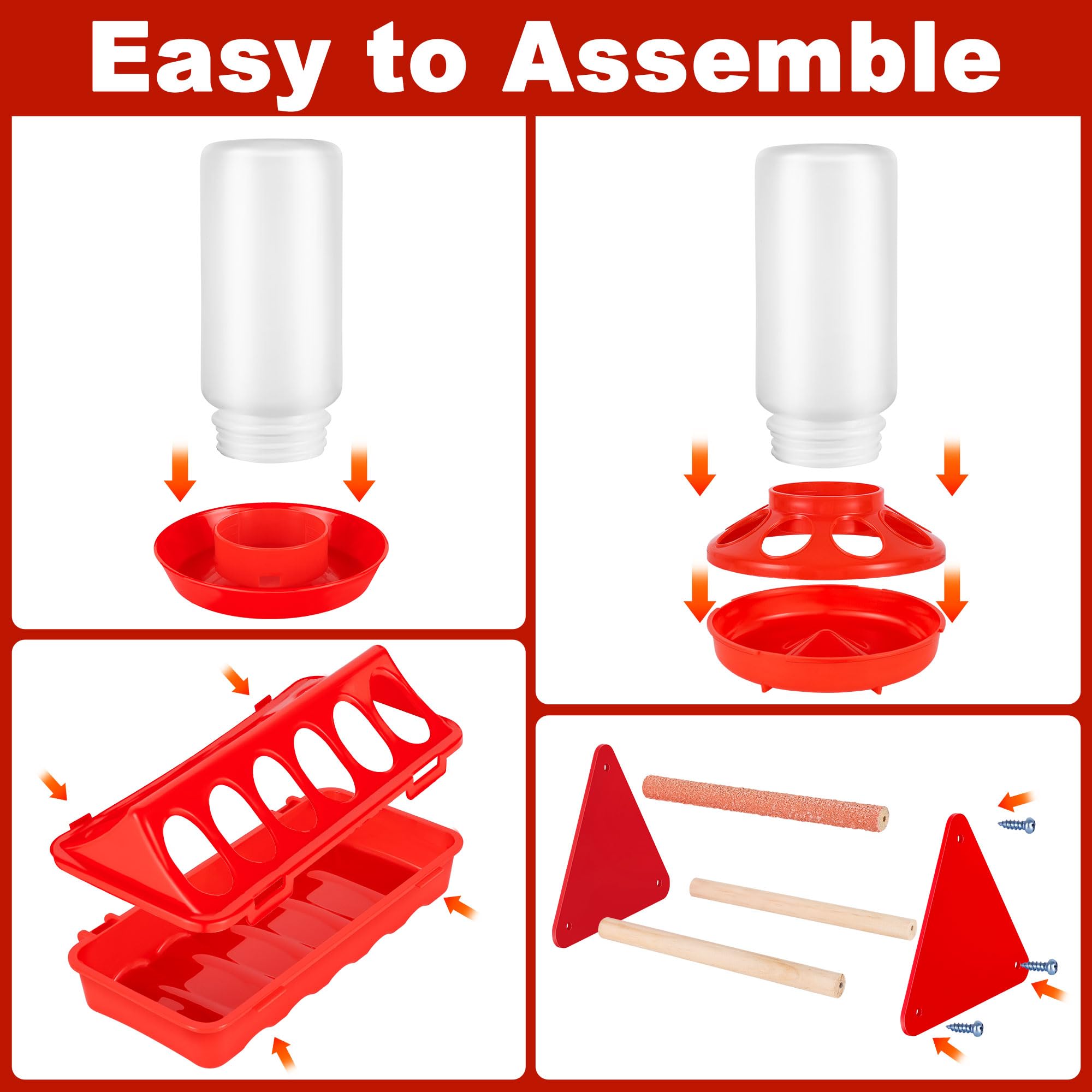 POMINEL Kit mangiatoia e abbeveratoio per pulcini, in plastica, con mangiatoia e abbeveratoio per pulcini