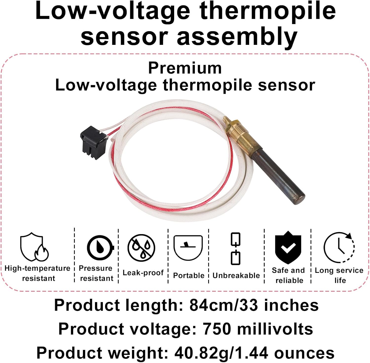 LP Thermopile Sensor Parts, LP Thermopile Sensor Component for Pilot Burner Kit SP20824 SP20754 SP21058 SP20800 SP21096 SP20739 Water Heater Parts for Rheem Ruud Richmond Over 750mV