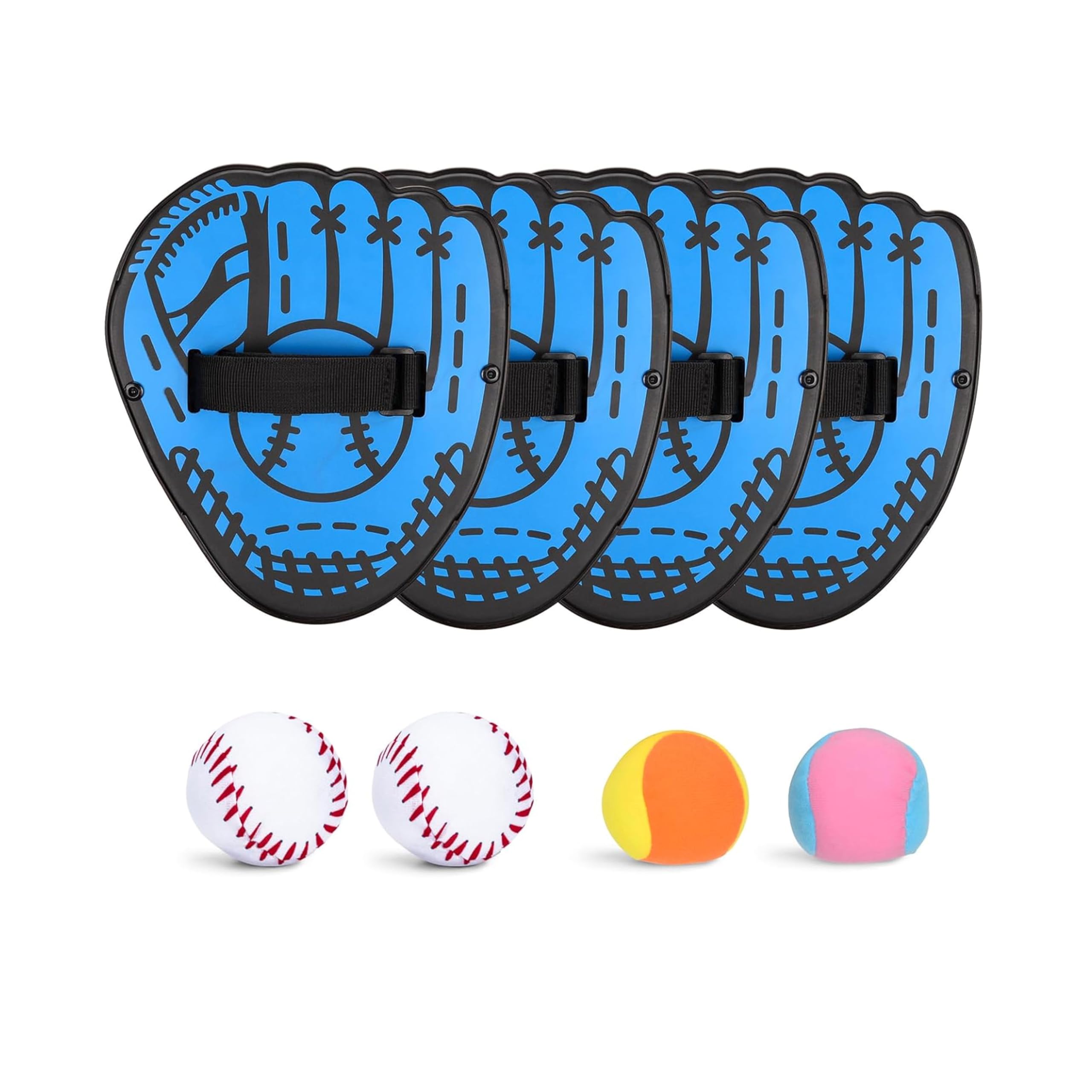 BOOSTEADY Set da Gioco con Palle Appiccicose, Gioco di Lancio e Presa con 4 Palle Adesive, Razze a Forma di Guanto da Baseball, Gioco all'Aperto per Adolescente