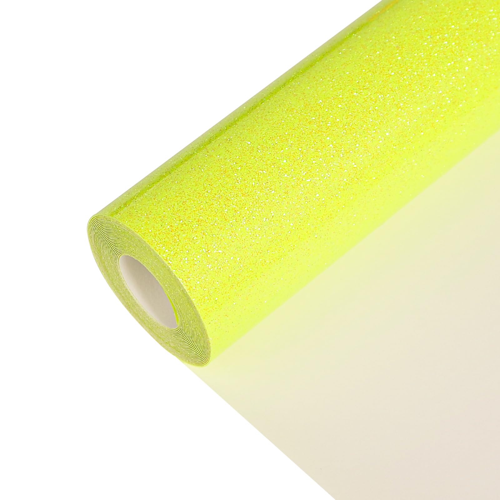 Neon Yellow Glitter Heat Transfer Vinyl 12" x 15 ft HTV for Shirts, Glitter HTV for All Cutter Machine - Easy to Cut &amp; Weed for Heat Vinyl Design (Neon Yellow)