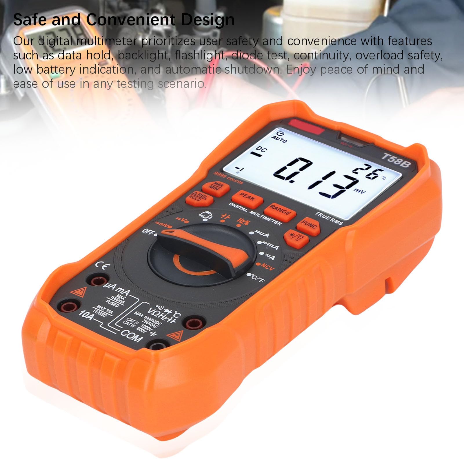 Multimetro Digitale 9999 Counti, T58B Smart CC Ac Tensione Tensione Tester Display Display LED