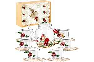 Artistic 7 Piece Floral Glass Tea Set
