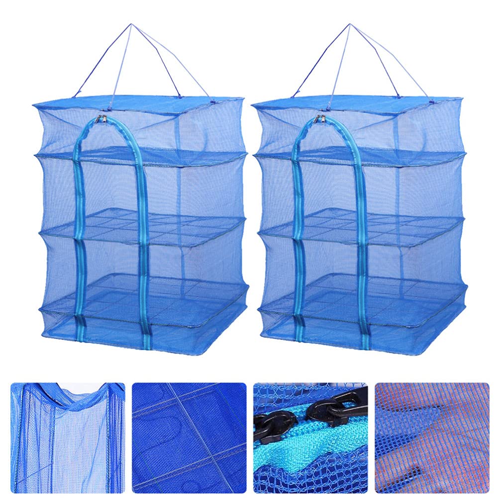 2 Stück Kräuter-Trockengestell-Netz, 3-lagiges Netz for Aufhängen von Pflanzen, Trockennetz mit Reißverschluss, faltbarer Hängetrockner for Outdoor-Camping, Kleidung, Geschirr, Knospen, Lebensmittel,