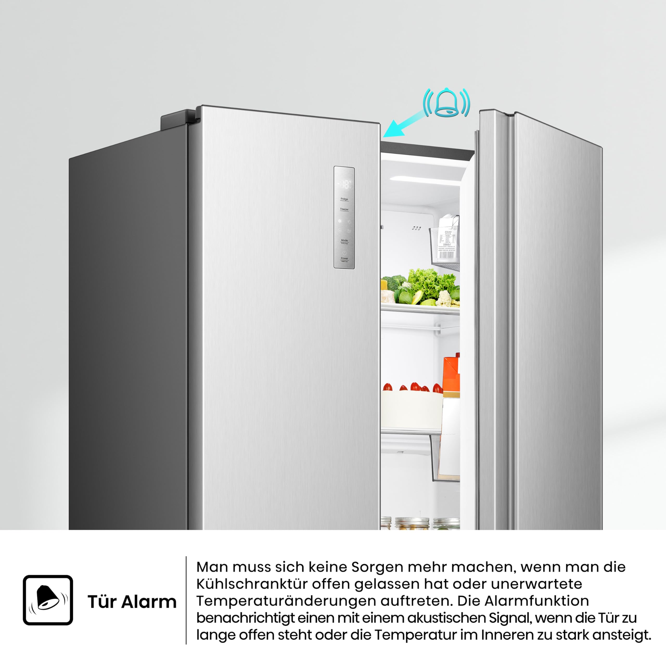 Hisense RS3P558NEIE Side-by-Side/ 544L/ Großes Fassungsvermögen/XXL Türfach/Multifunktionale Getränkeablage/Flat Duct/No Frost/SuperCool/BxHxT: 91,1×178,6×61,5cm/ Silber [Energieklasse E]