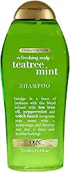 OGX Extra Strength Shampoo Refrescante para Couro Cabeludo + Teatree Mint Shampoo Revigorante para Couro Cabeludo com Óleo de Árvore de Chá e Hortelã e Hamamélis, Sem Parabenos, Surfatantes Sem Sulfatos, 70 ml