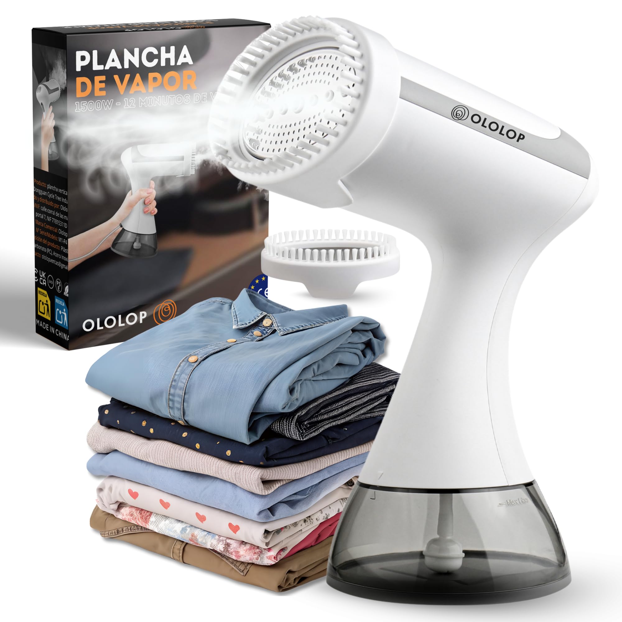 Plancha Vertical Vapor 1500W, Depósito 300 ml, Eliminador de Arrugas Portátil para Hogar y Viaje – Calentamiento Rápido, Vapor Potente, Cepillo de Vapor Incluido | Plancha de Viaje.
