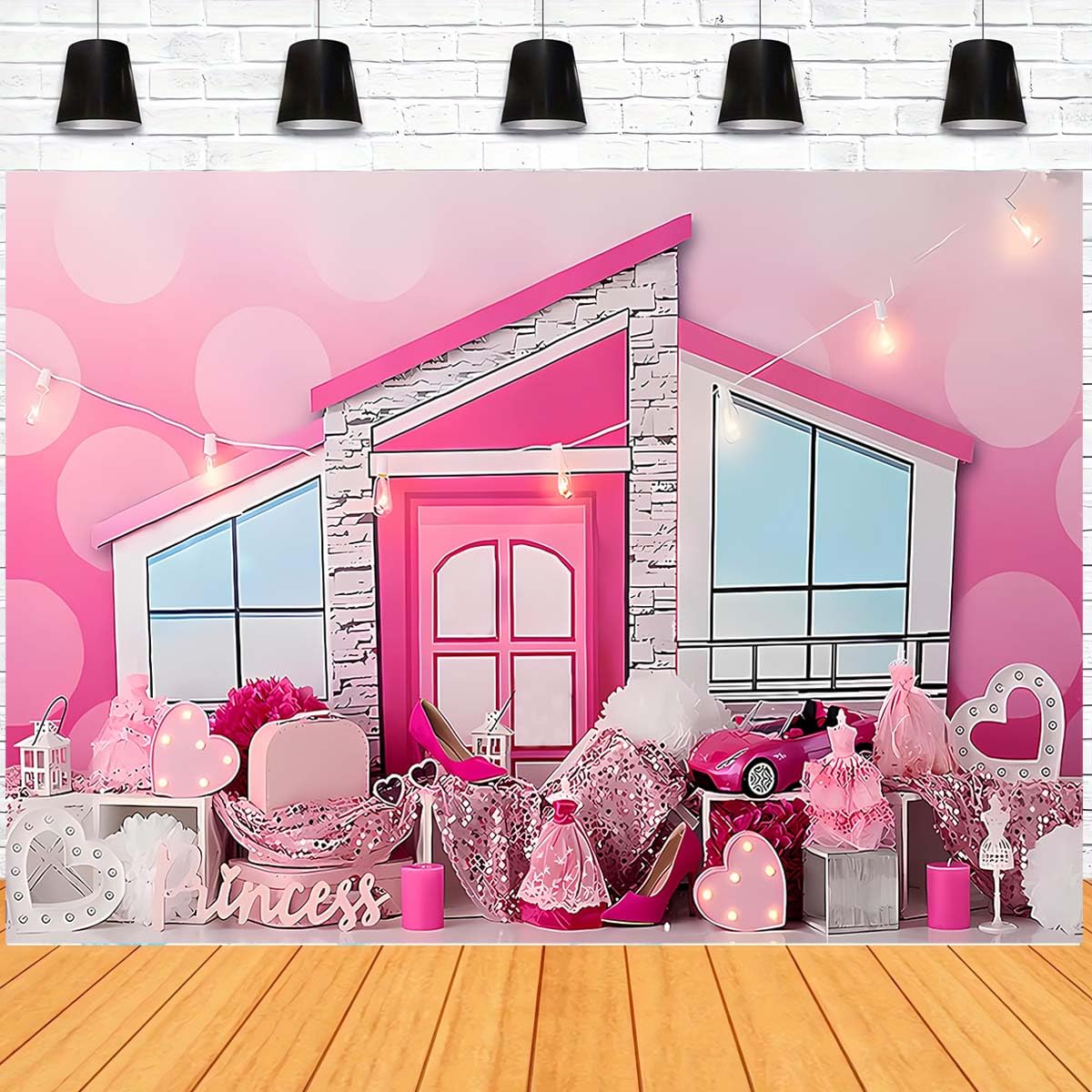 Pink Girl Happy Birthday Backdrop for Lady Girls Women Princess Theme Party Table Wall Decorations Banner Hot Pink Fashion Princess Lady Birthday