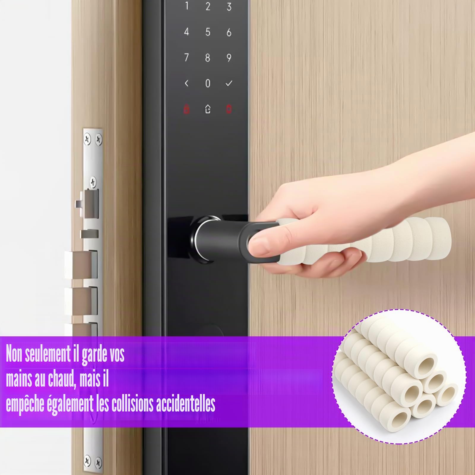 6 Pièces Couvercles de Poignée de Porte en Eva Souple, Anti-Froid | Couvercle de Sécurité de Poignée de Porte, Mousse Couvercles de Fenêtre ,Gants Protection de Poignée de Porte pour Enfants