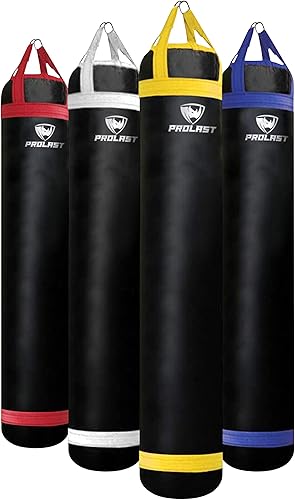 Miniatura 7 de PROLAST Saco de boxeo pesado para adultos, boxeo, artes marciales, Muay Thai, equipo de entrenamiento de fuerza, relleno, 6 pies, 150 libras, correa