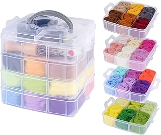 Anstore Needle Felting Kit, Needle Felting Starter Kit Include 30 Colors Wool Roving, Wool Painting Kit and Needle Felting Tools for Hand Spinning DIY Craft Projects Beginners with Storage Box