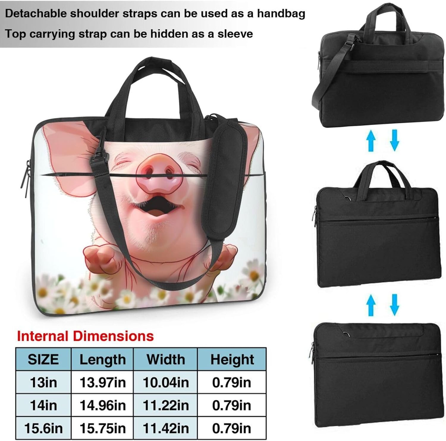 Farm Animal Laptop Bag, Triple Layer Protection Shockproof Crossbody Laptop Shoulder Bag for Men and Women