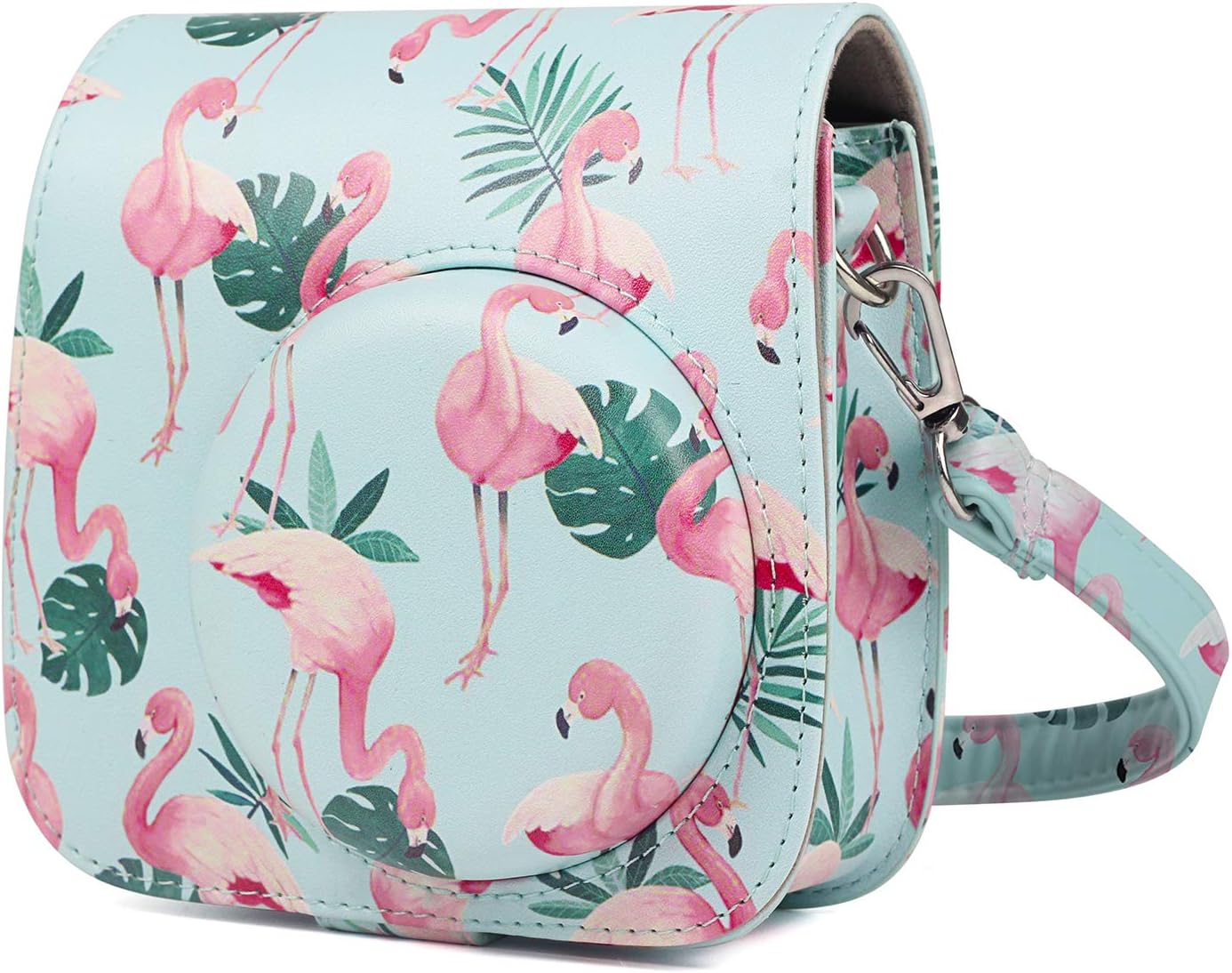 Compatible Mini 9 Groovy Camera Case Bag for Fujifilm Instax Mini 8 8+ 9 Camera - Leaf Flamingo