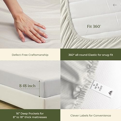 Miniatura 101 de Mayfair Linen - Juego de sábanas tamaño individual XL de 600 hilos, 100 % algodón, 3 piezas, refrescantes, en Yaxa, para colchón profundo