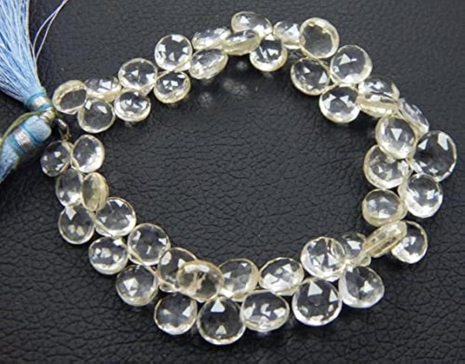 Quartz clair briolettes en fil de 8,5 pouces pour bijoux de luxe fait main