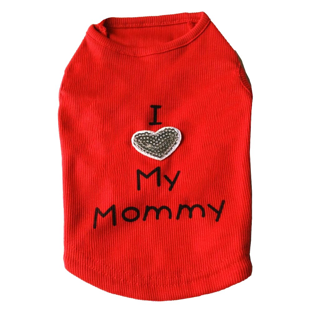 Rdc Pet 'I Love My Mommy & Daddy' Dog Shirts, T-Shirt Cotton Tank Top Summer Dog Vest for Samll Dog & Medium Dog & Cat (Red) (Love Mommy, M)
