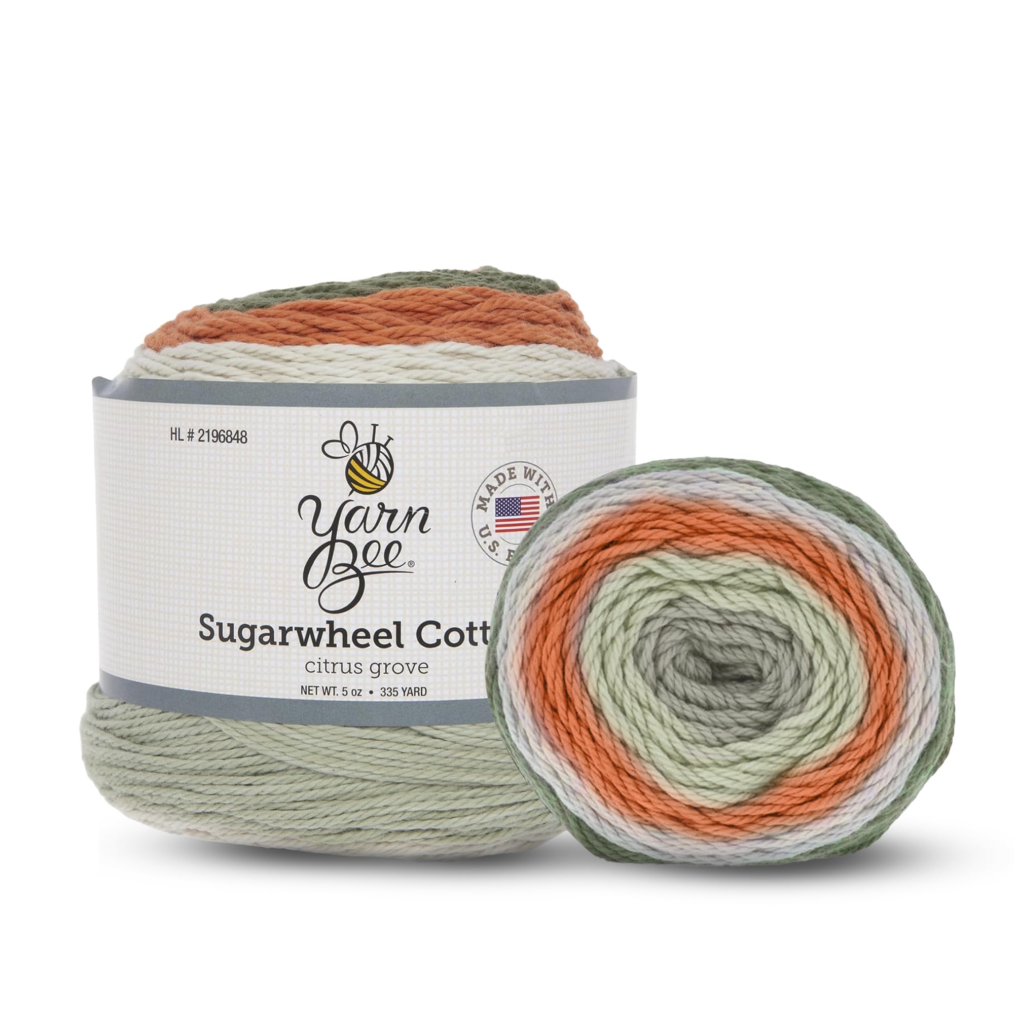 Yarn Bee 3 - Light Cotton Yarn - Soft Skein - 335 Yards - Ideal for Crocheting & Knitting - Craft Supplies - Citrus Grove