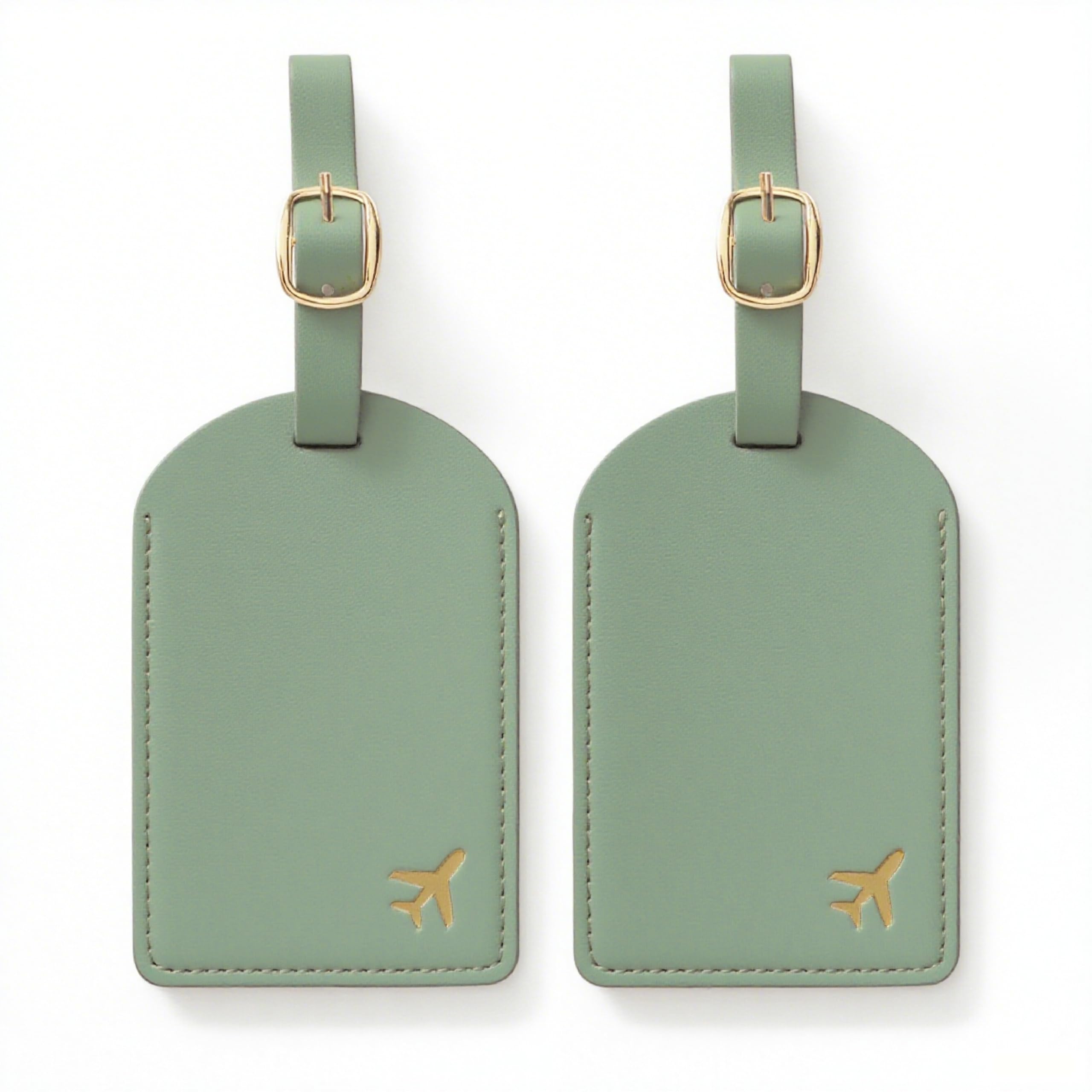 toTravelGear Luggage Tags for Suitcases, PU Leather Travel Tags for Luggage. (Sage Green)