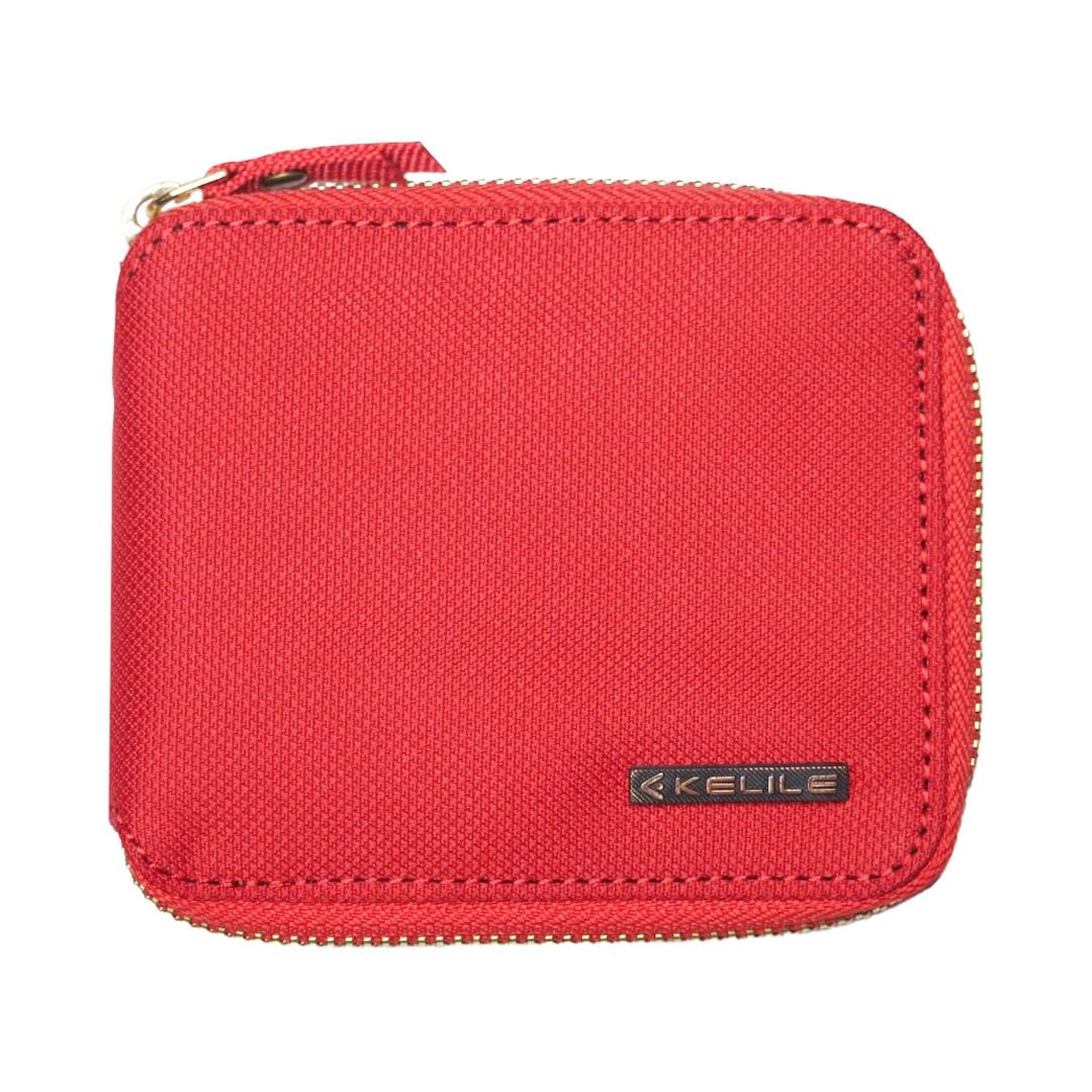 kelile india Zip Wallets For Men Red Colour | RFID Protected Polyester Khadi Fabric | Holds up to 12 Credit/Debit/ATM Cards | Slim & Easy to Fit | Coin Pocket | Washable & Water-Resistant - No Leather-picture-28