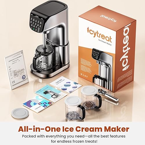 Miniatura 6 de Máquina para hacer helados 12 en 1, máquina de helados casera de acero inoxidable completamente automática para sorbete, batido, yogur helado y más