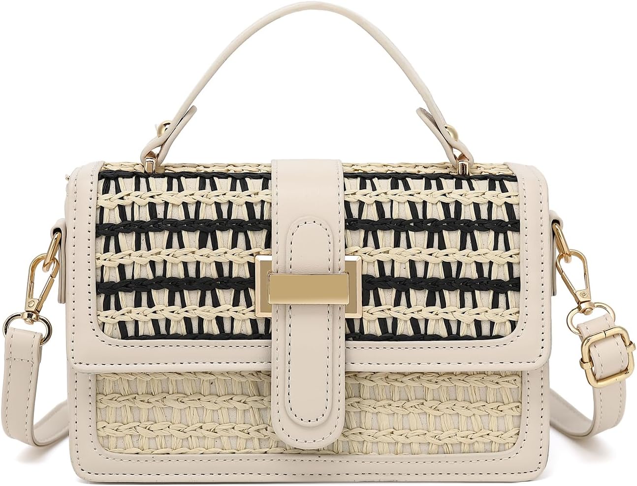 Fashion Straw Crossbody Bag for Women - Small Summer Beach Bag Elegant Woven Shoulder Purse for Vacation