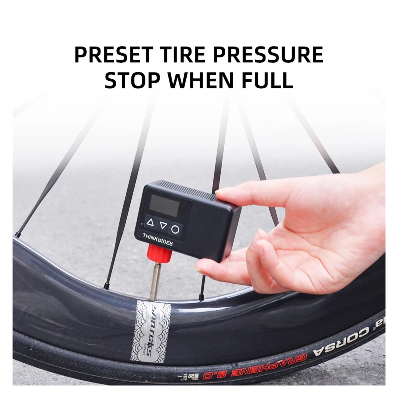 1 pièces 120PSI Mini pompe à vélo électrique Portable, gonfleur de pneu à jauge numérique for pneus de vélo Schrader et Presta
