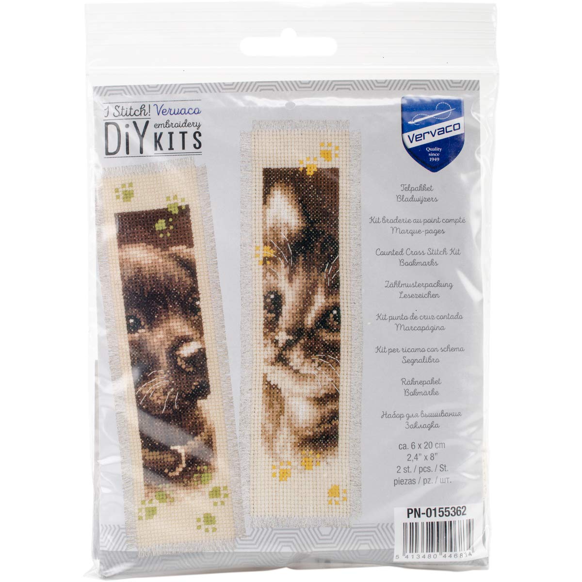 Vervaco "Bookmark Cat and Dog Cross Stitch Kit, Set of 2
