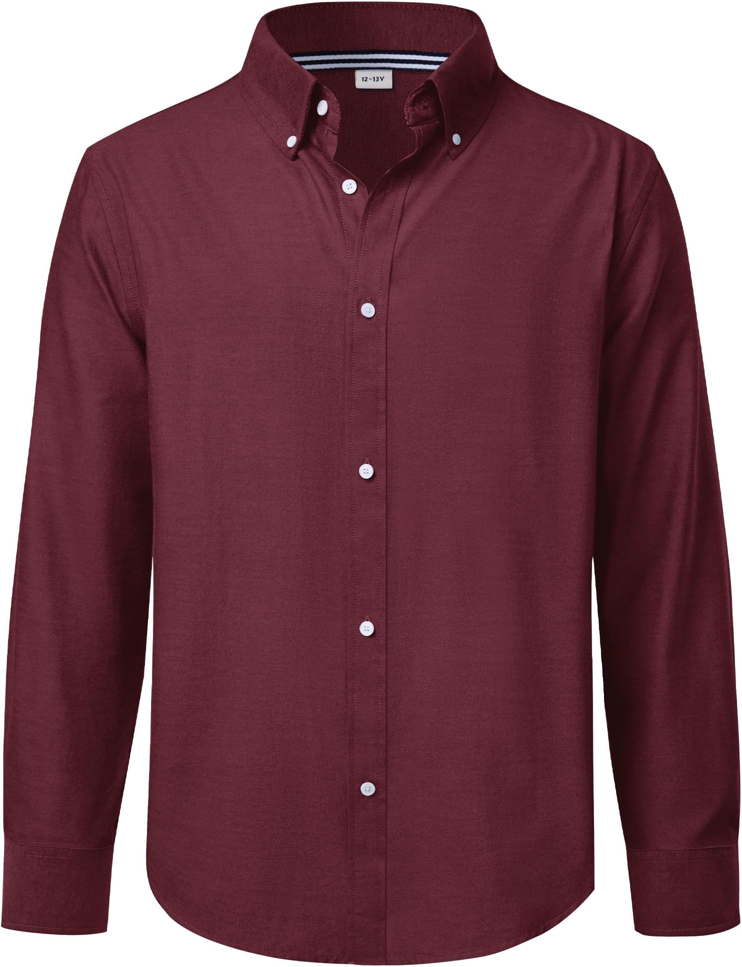 J.VER Boy's Long Sleeve Oxford Dress Shirts Solid Casual Button Down Collar Shirt Kids Formal Uniform Tops