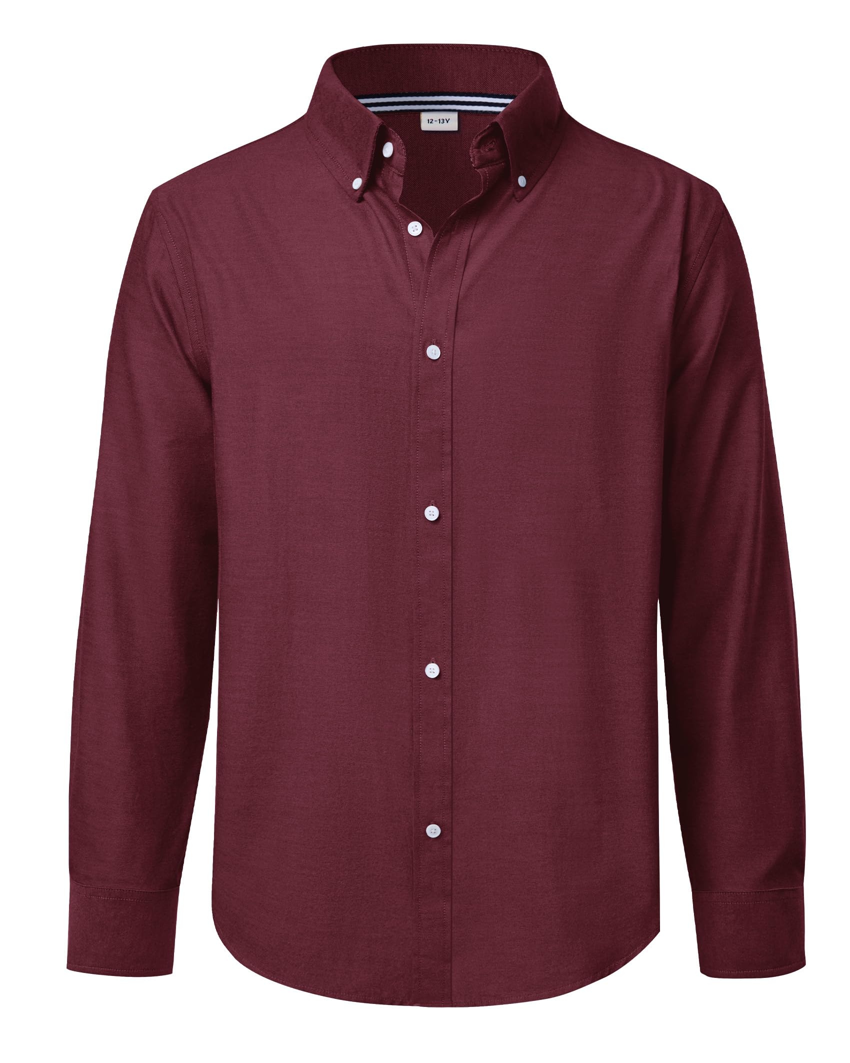 J.VER Boy's Long Sleeve Oxford Dress Shirts Solid Casual Button Down Collar Shirt Kids Formal Uniform Tops