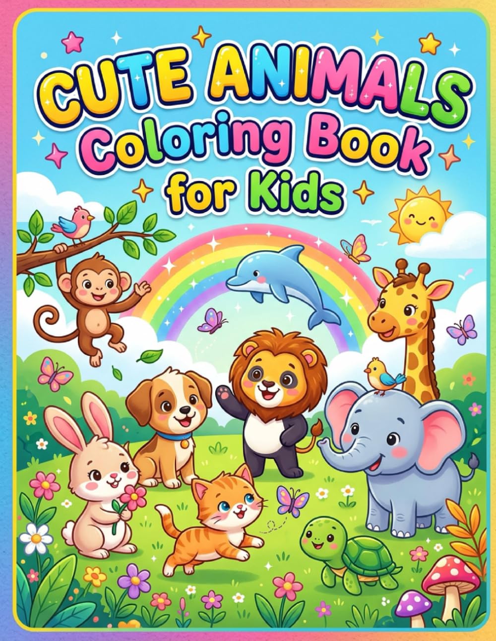Cute Animals Coloring Book for Kids: 24 Adorable Animal Coloring Pages for Kids Ages 3–8 | Fun, Easy and Relaxing Coloring Activity Book