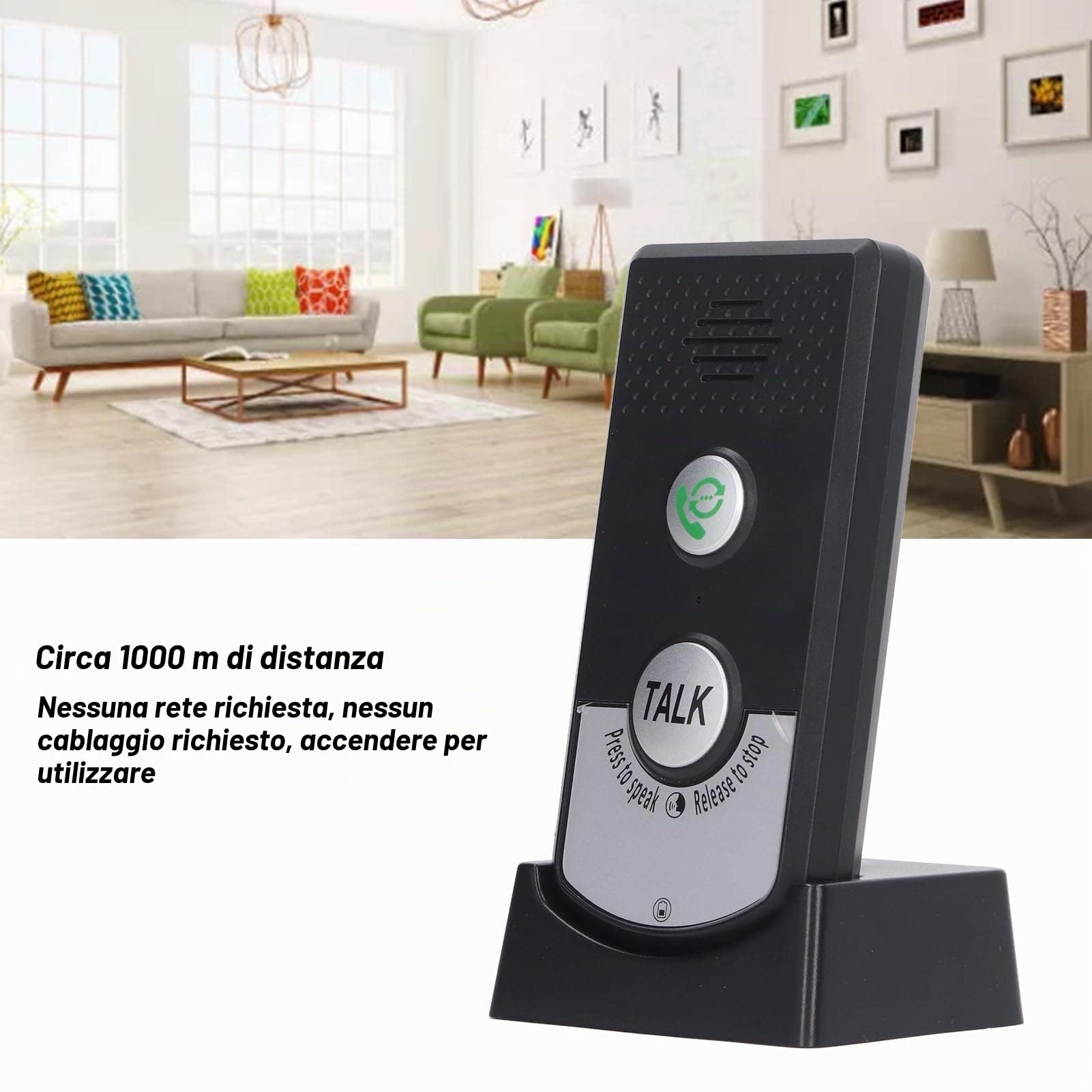 Interfono Vocale Wireless Interfono Portatile con Campanello Interfono a 2 Vie per Uso Domestico e in Ufficio