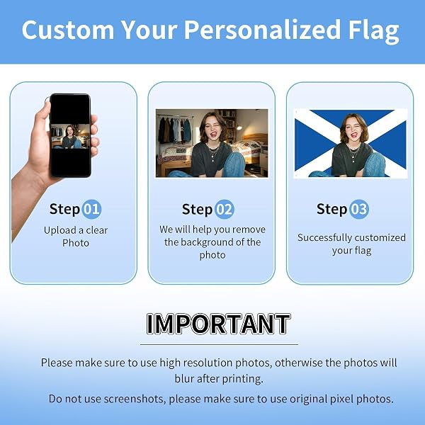Custom Scottish Flag-Personalised Scotland Flag with Picture Photo Logo Text-Custom Scottish Tapestry Banner for Competitions,Soccer Party Bar Garden Festivals Dorm Decoration Indoor Outdoor - 4