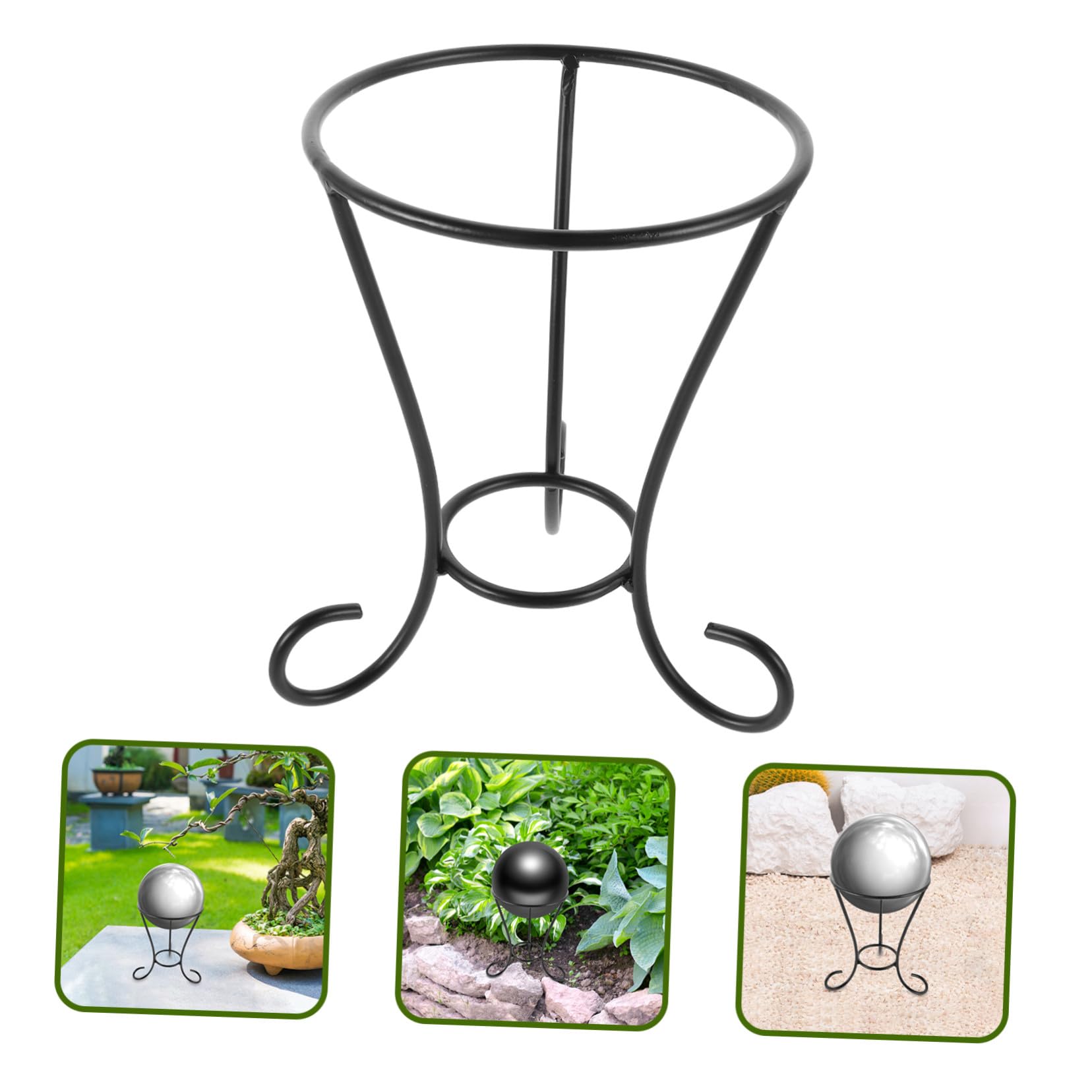 BESTonZON Supporto Stabile e Versatile in Ferro Nero per Sfere da Giardino in Vetro Design Elegante e Decorativo per Esposizione All'aperto